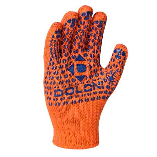 Рабочие перчатки DOLONI 584 ДКГ оранжевая с синей точкой ПВХ  2-х сторонняя